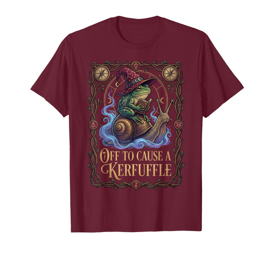 Off to Cause A Kerfuffle Witchy Frog Wizard Snail Meme Humor T-Shirt