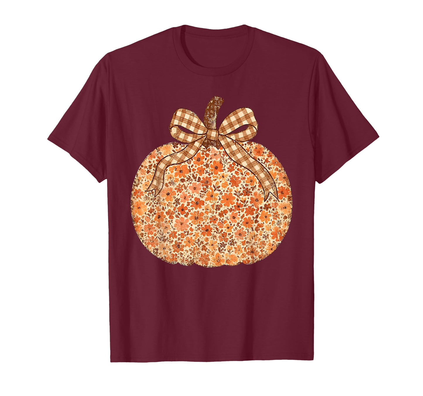 Coquette Bow Pumpkin Wildflower Thanksgiving Autumn Fall T-Shirt
