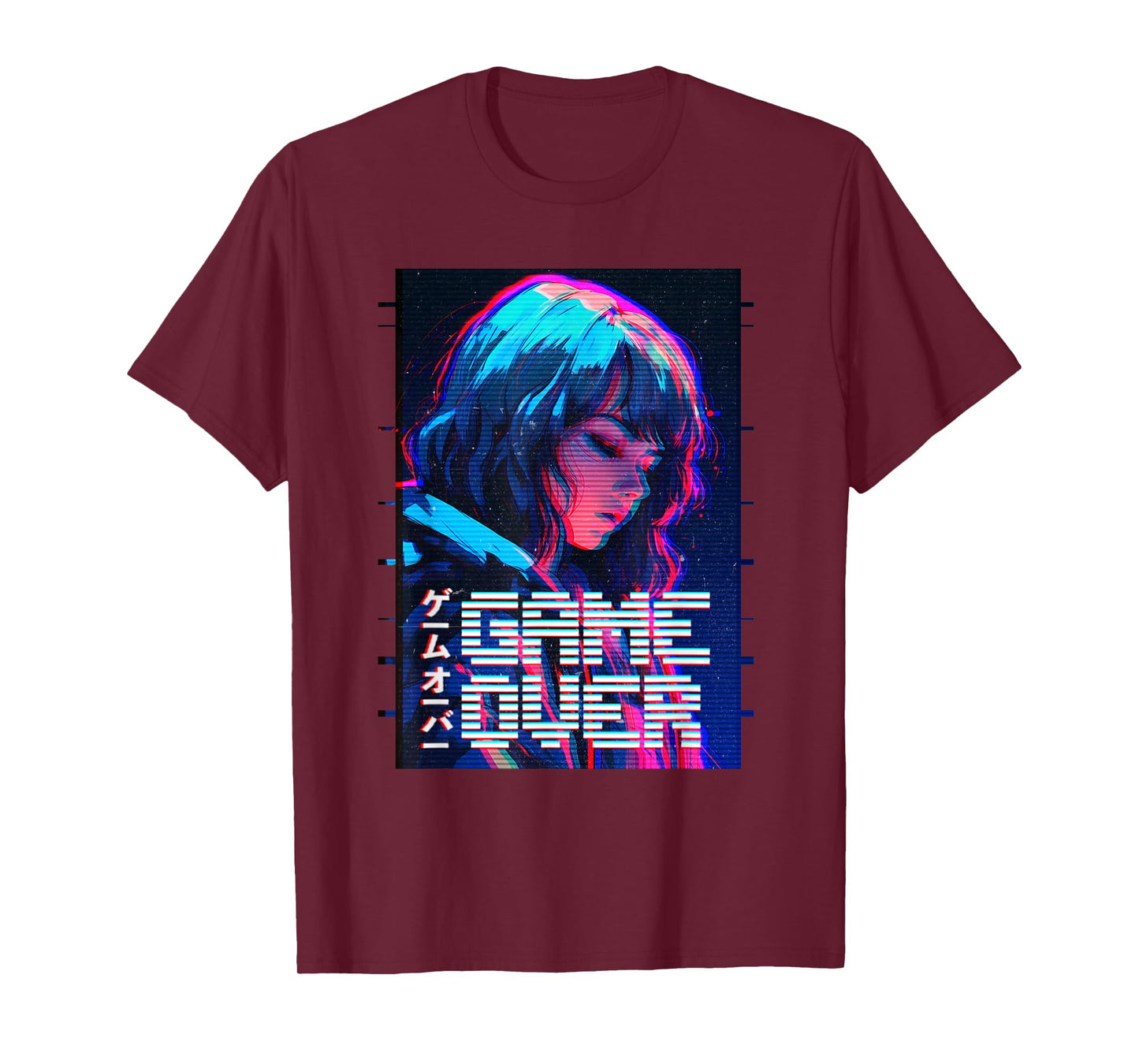 Game Over Sad Japanese Anime Girl Vaporwave Aesthetic T-Shirt