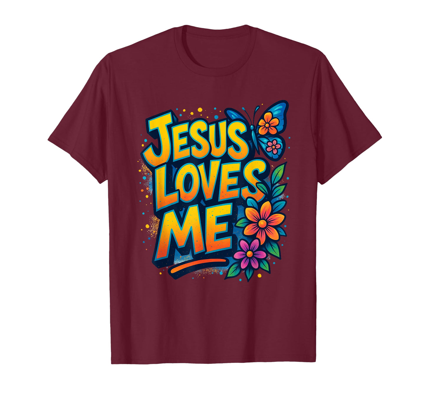 Jesus Loves Me, Butterfly Art - Religious T-Shirt