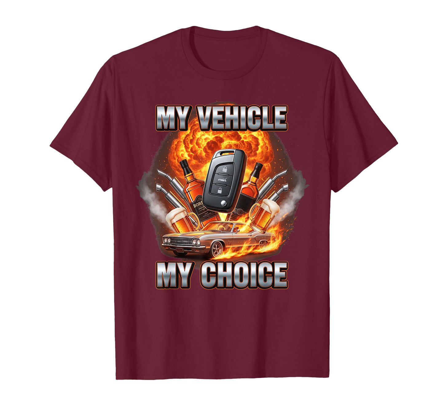 Bootleg My Vehicle My Choice Car Key Drinking Driving Meme T-Shirt