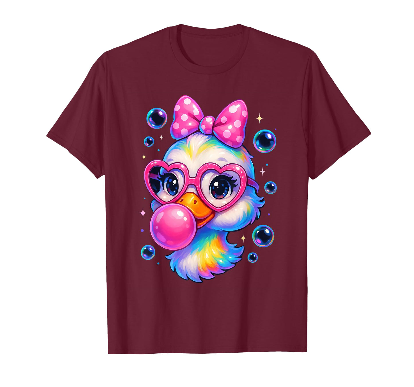 Cool Rainbow Duck Sunglasses Bubblegum Cute Duck Girls T-Shirt