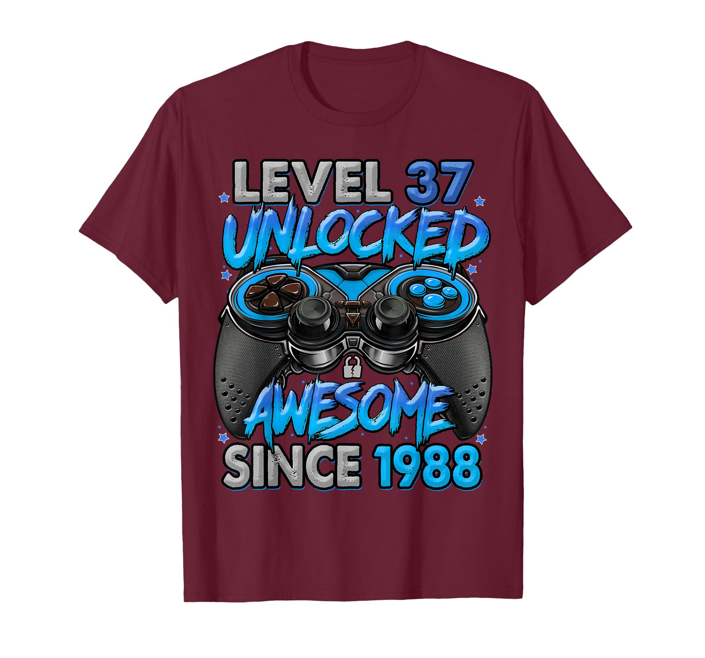 Level 37 Unlocked Awesome Since 1988 37th Birthday Gaming T-Shirt