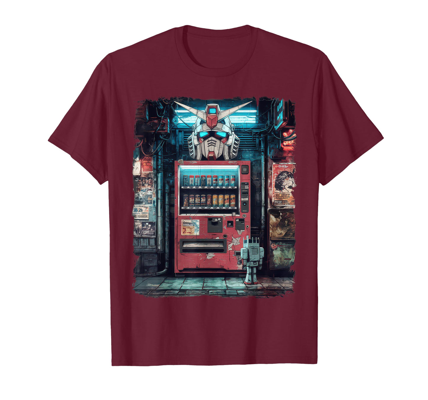 Mecha Tshirt Japanese Mecha Robot Head Anime Art Ukiyo-E T-Shirt
