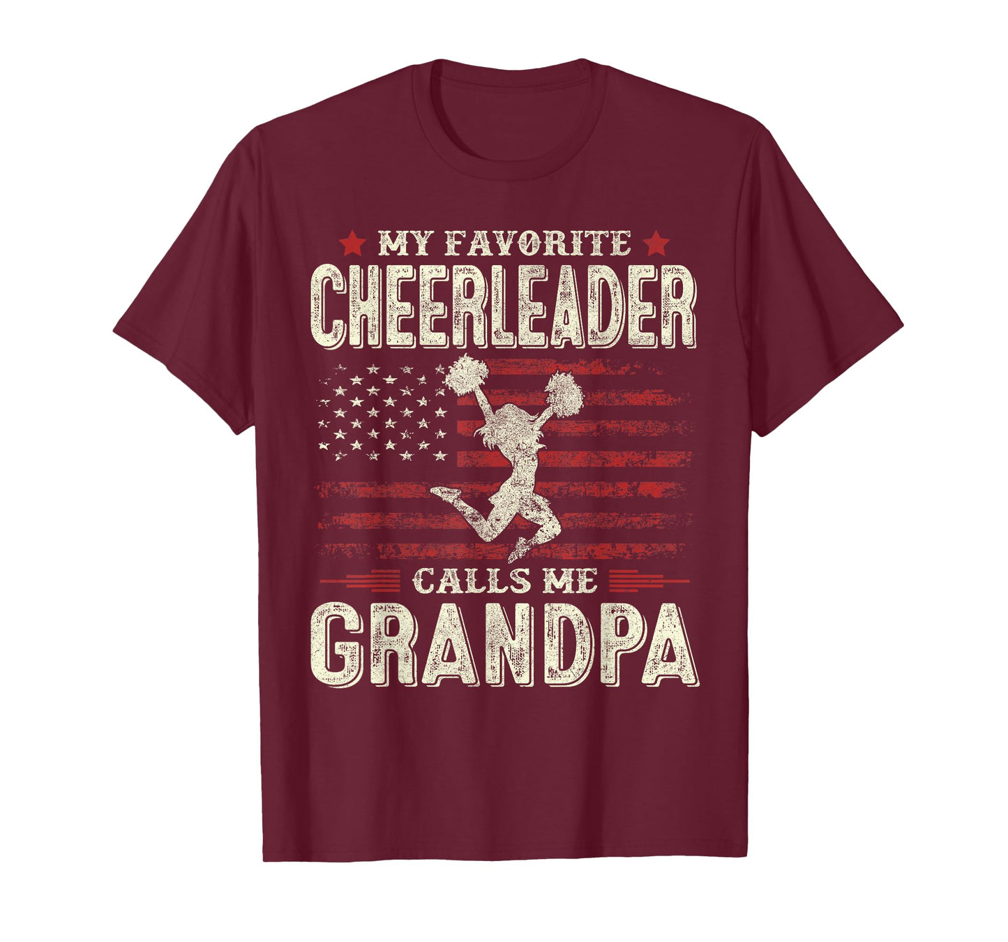 My Favorite Cheerleader Calls Me Grandpa Flag Cheer Grandpa T-Shirt