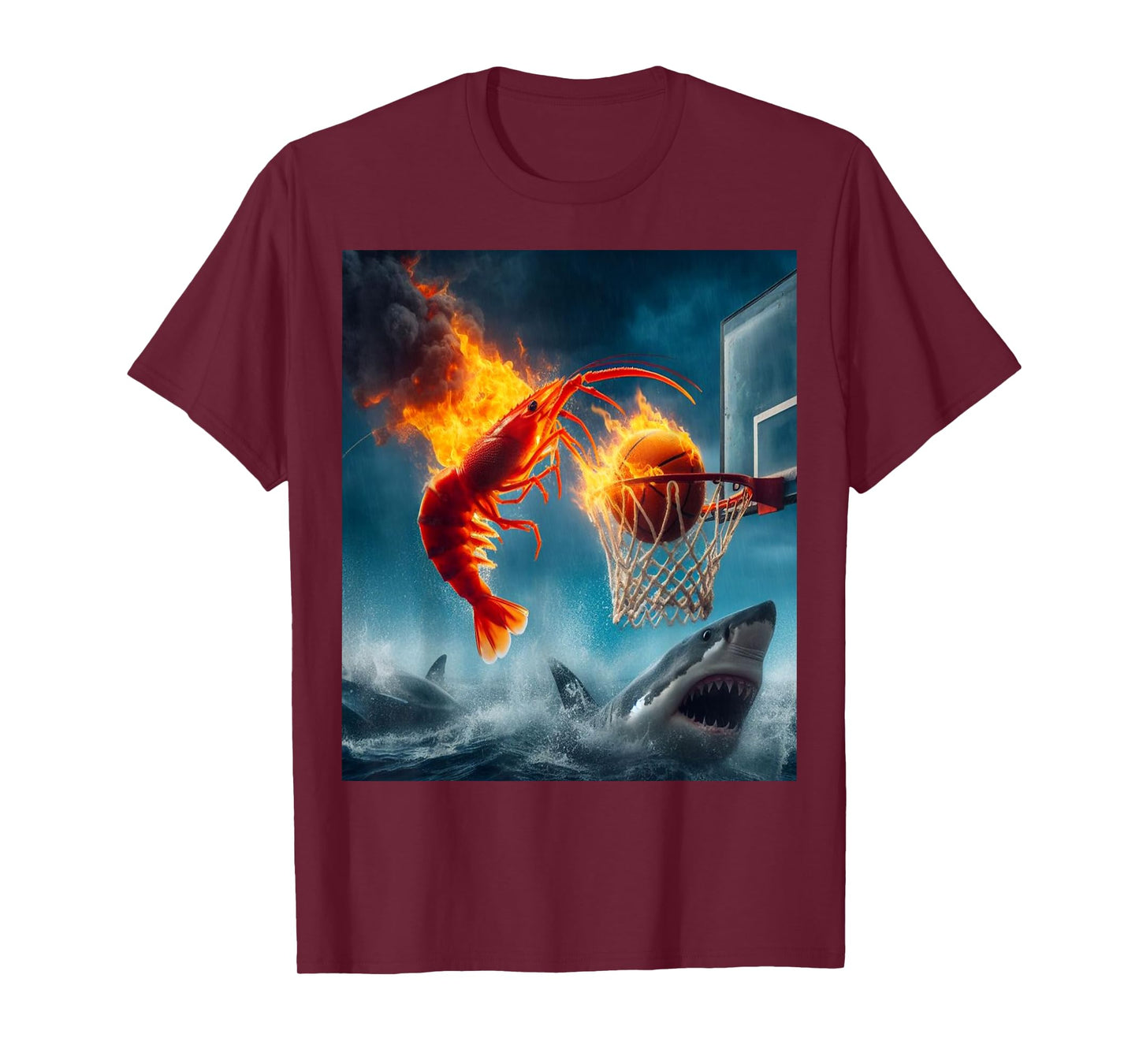 Shrimp Dunking on Shark Funny Fishing Meme T-Shirt