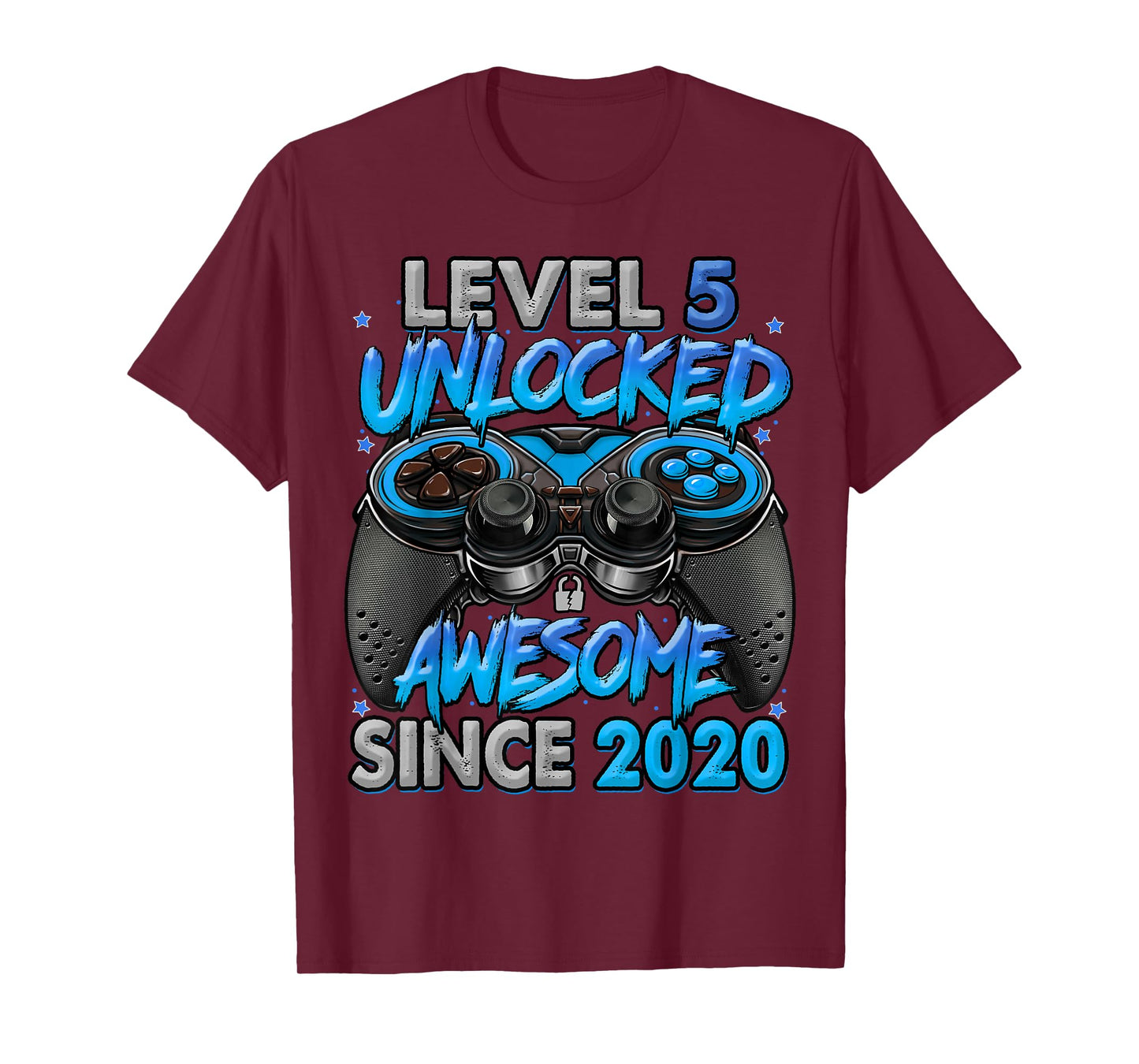 Level 5 Unlocked Awesome Since 2020 5th Birthday Gaming T-Shirt