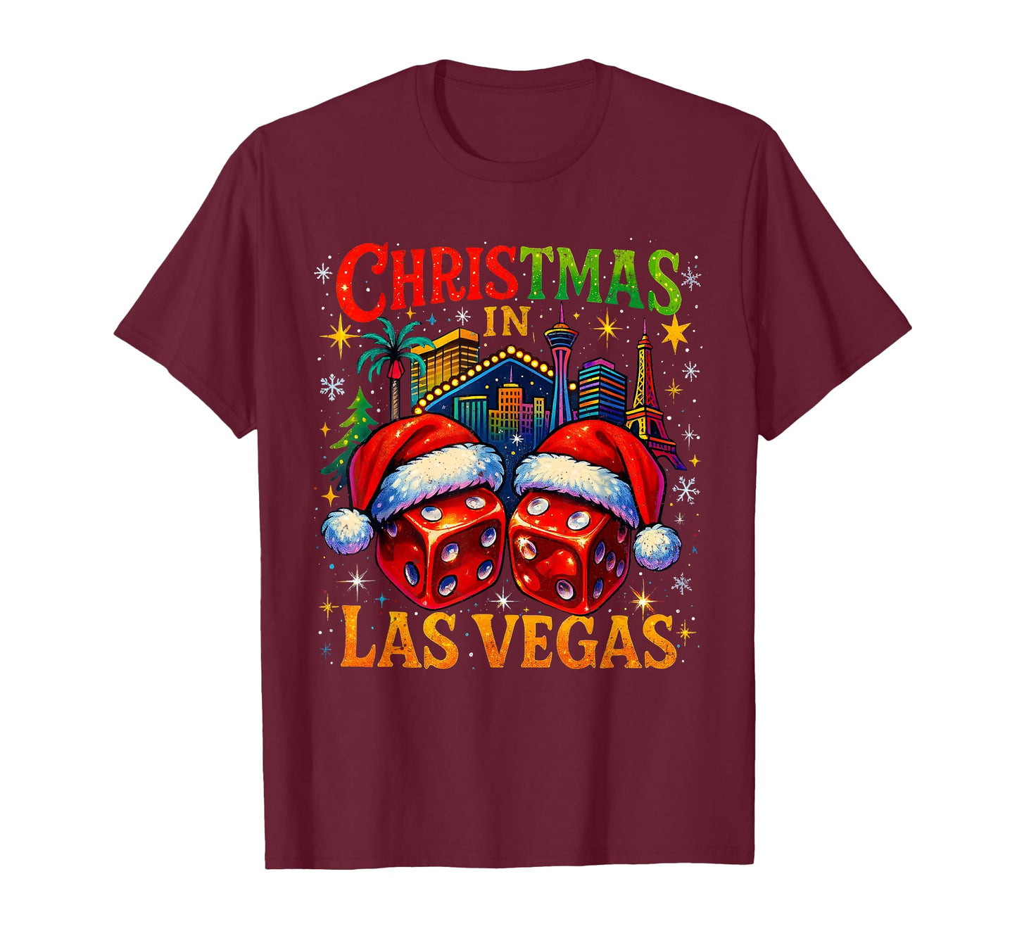 Christmas in Las Vegas Funny Holiday Design T-Shirt