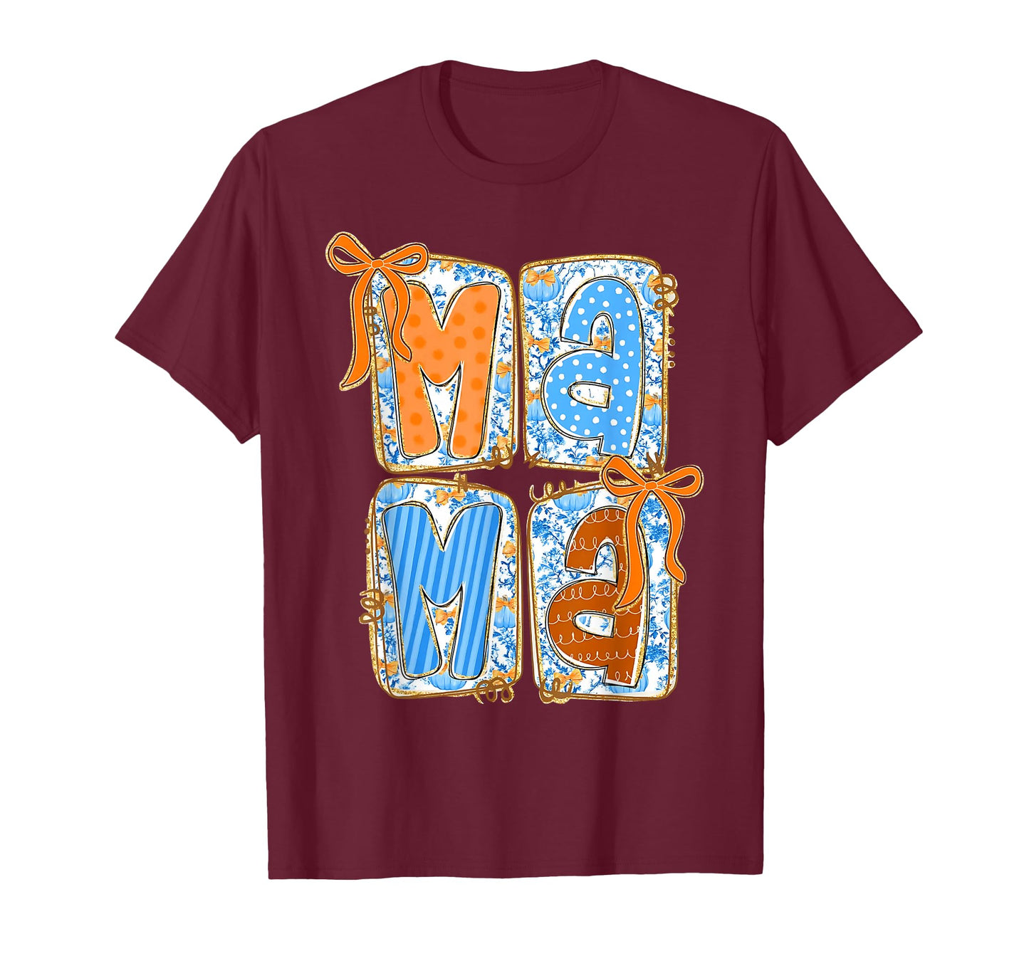 Preppy Fall Mama Coquette Bows Mom Fall Thanksgiving Women T-Shirt
