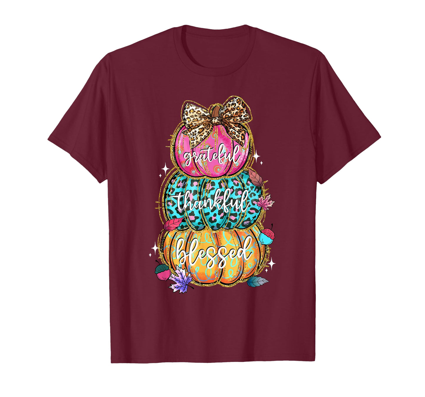 Grateful Thankful Blessed Pumpkin Thanksgiving Autumn Fall T-Shirt