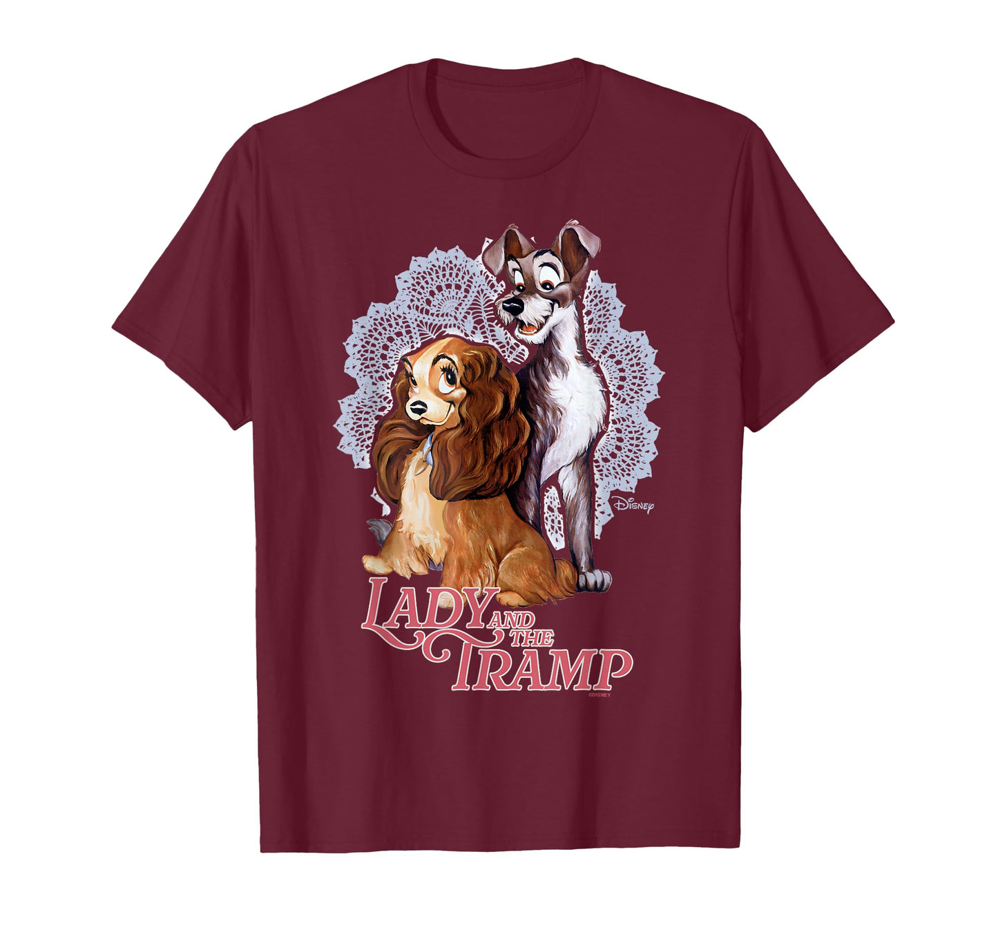 Disney Lady and The Tramp Classic Doily Illustration T-Shirt