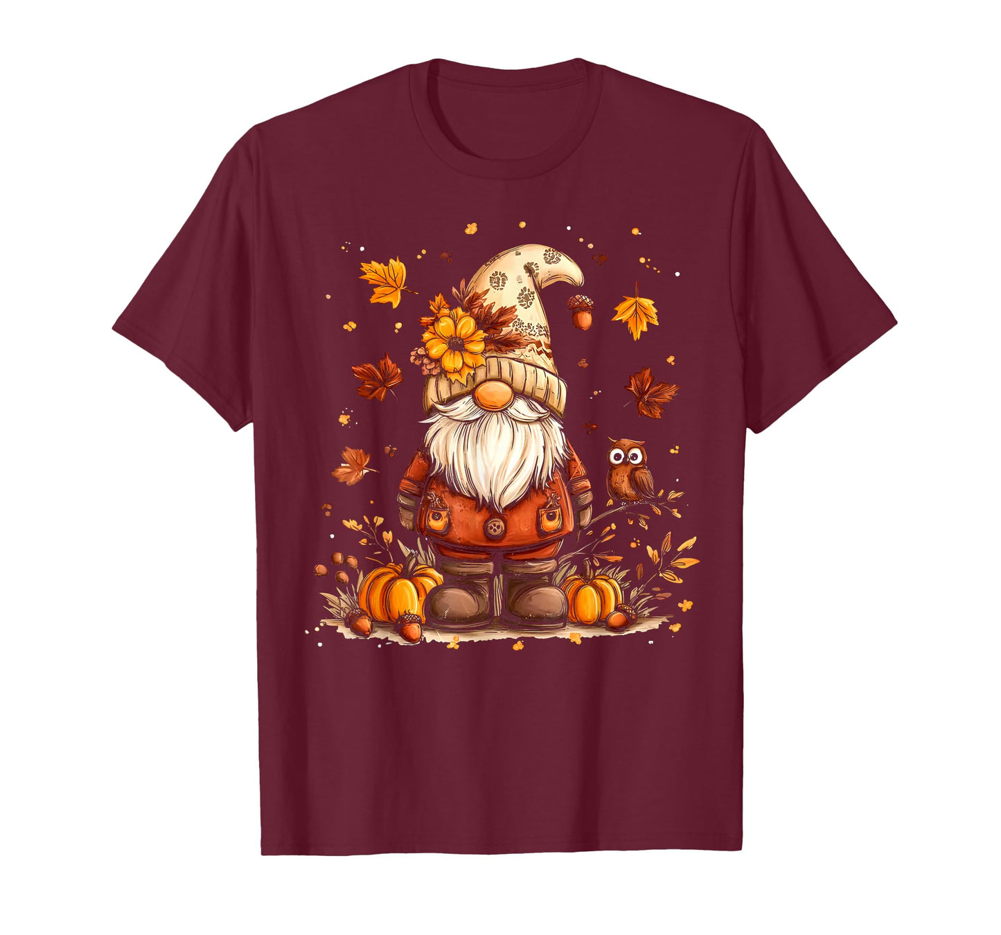 Funny Peace Gnome Halloween Thanksgiving Pumpkin Autumn Fall T-Shirt