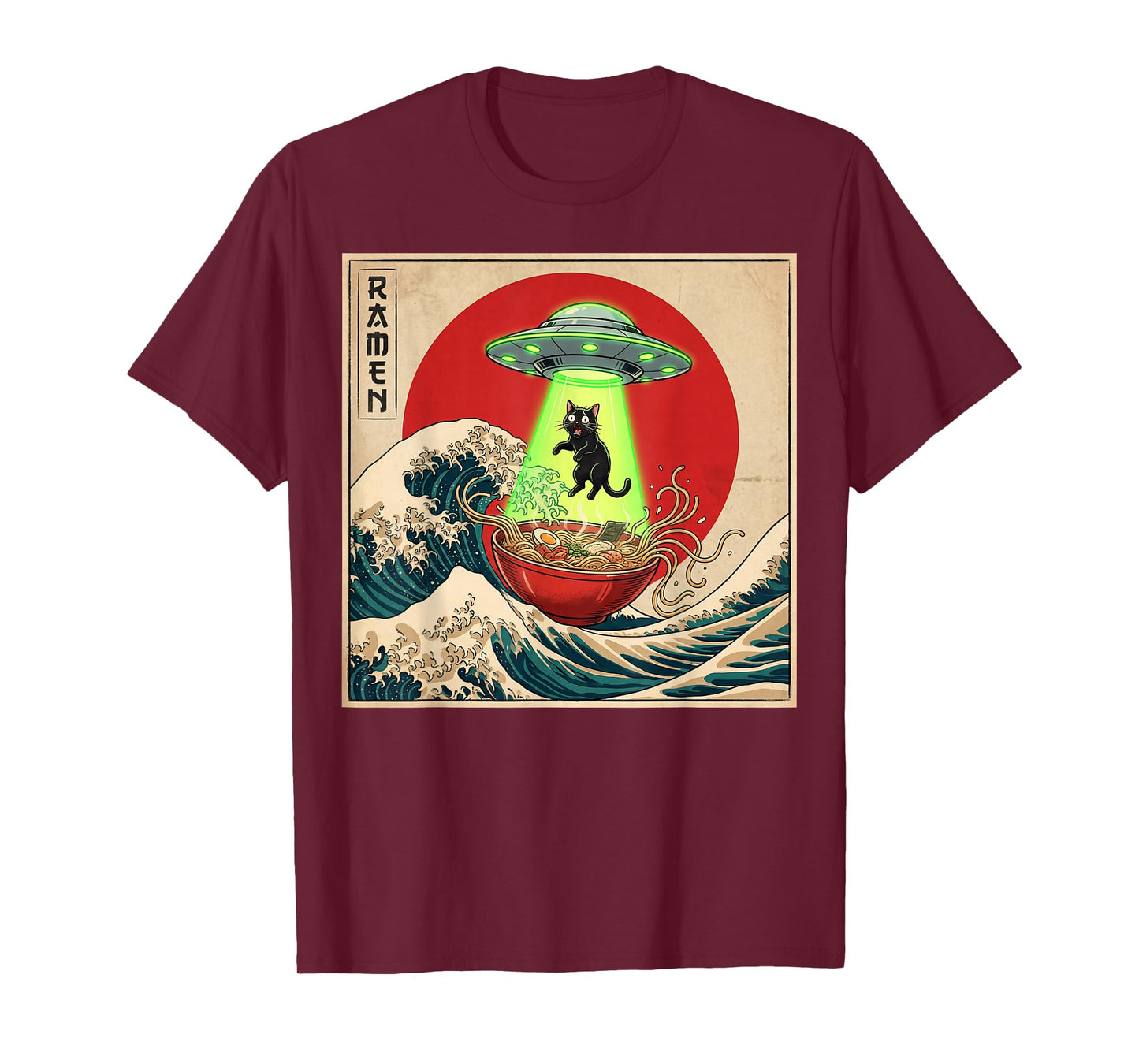 Cat Ramen UFO Japanese Anime Men Women Teens T-Shirt