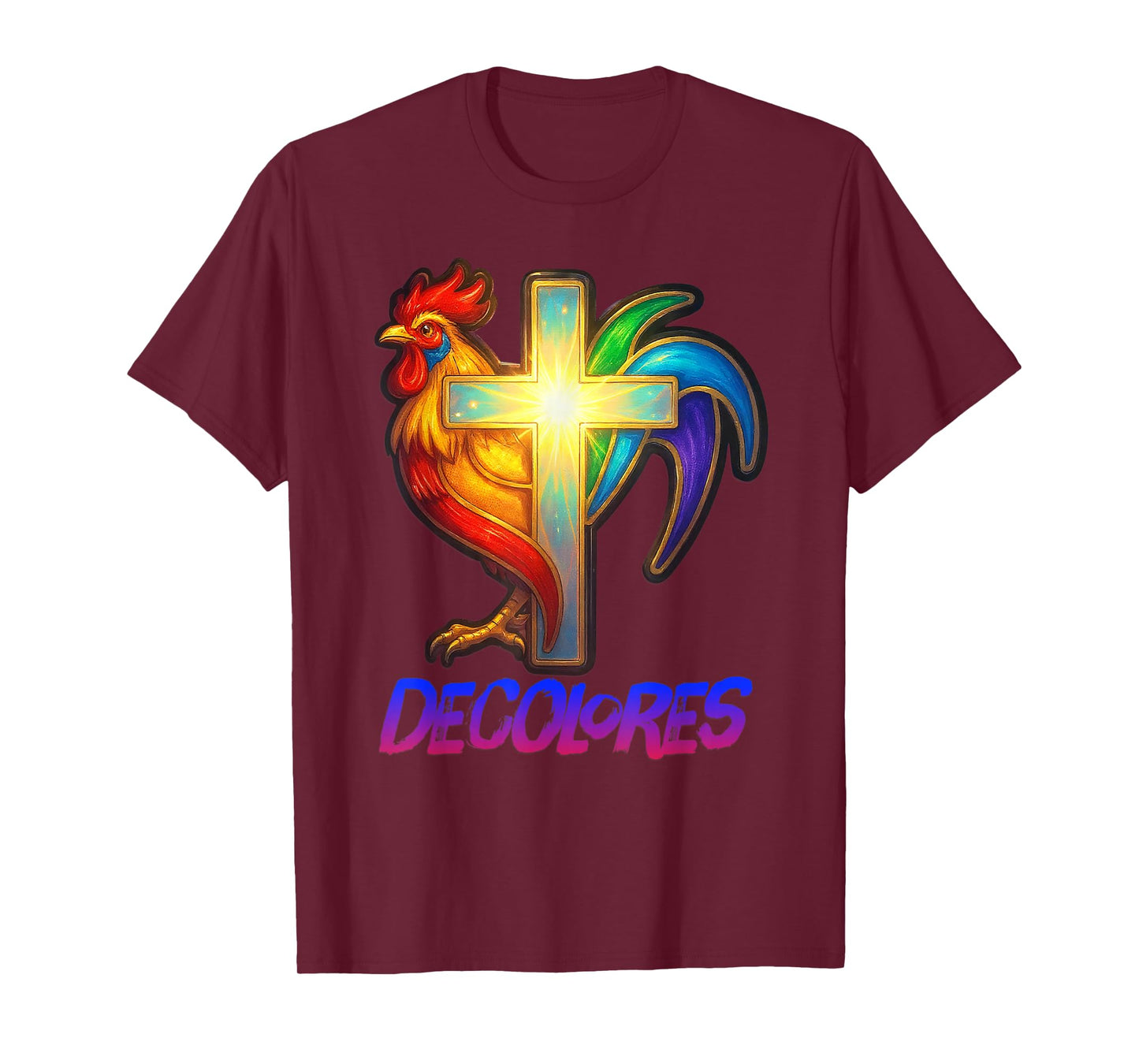 DeColores Cursillo Rainbow Rooster Catholic T-Shirt