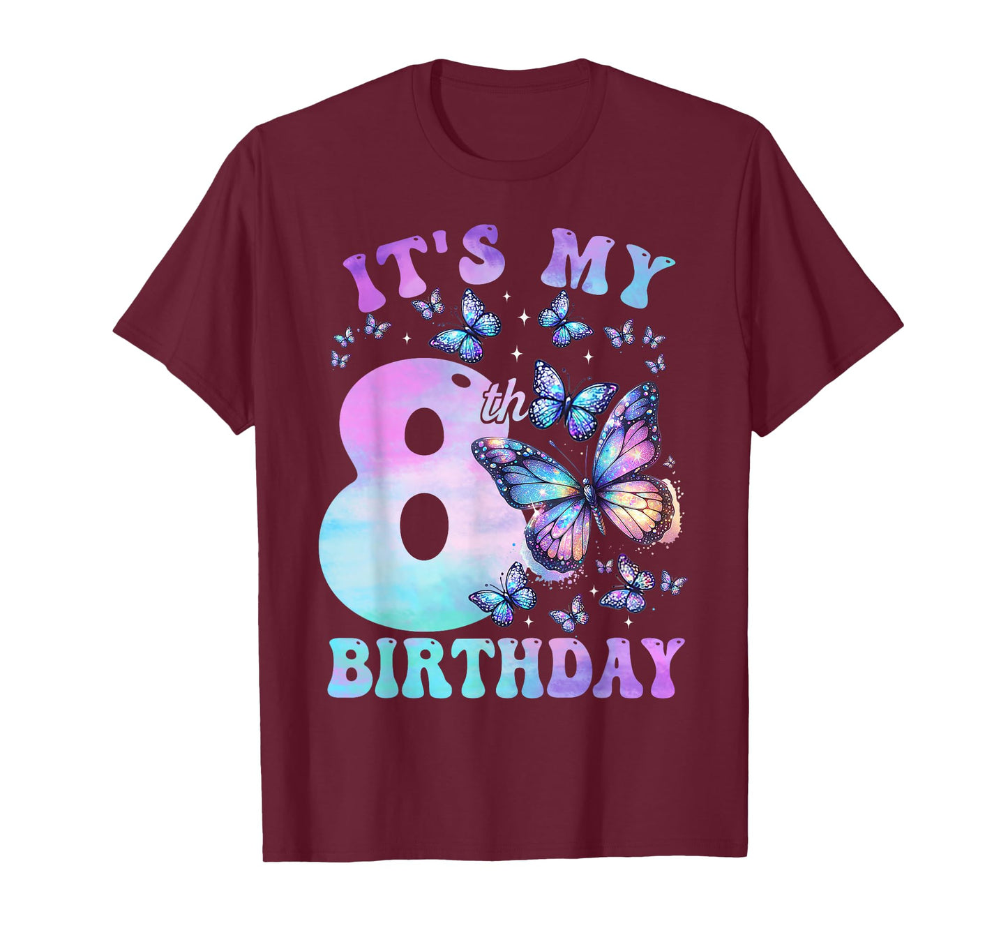 It's My 8th Birthday Girl Butterfly Themed 8 Year Old Kids T-Shirt