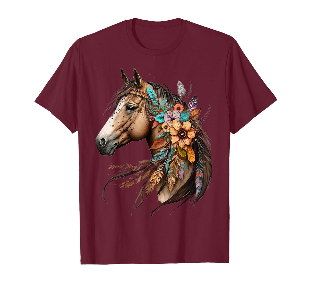 Floral Wild Horse Country Horse Riding T-Shirt
