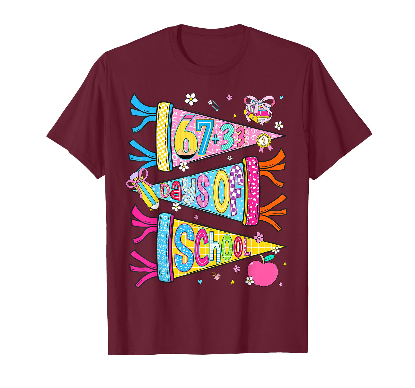 67+33 Days of School Happy 100th of School Kids Boys Girls T-Shirt