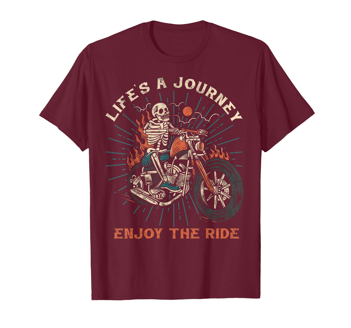 Life is a Journey Enjoy the Ride Motorcycle Biker Skeleton T-Shirt