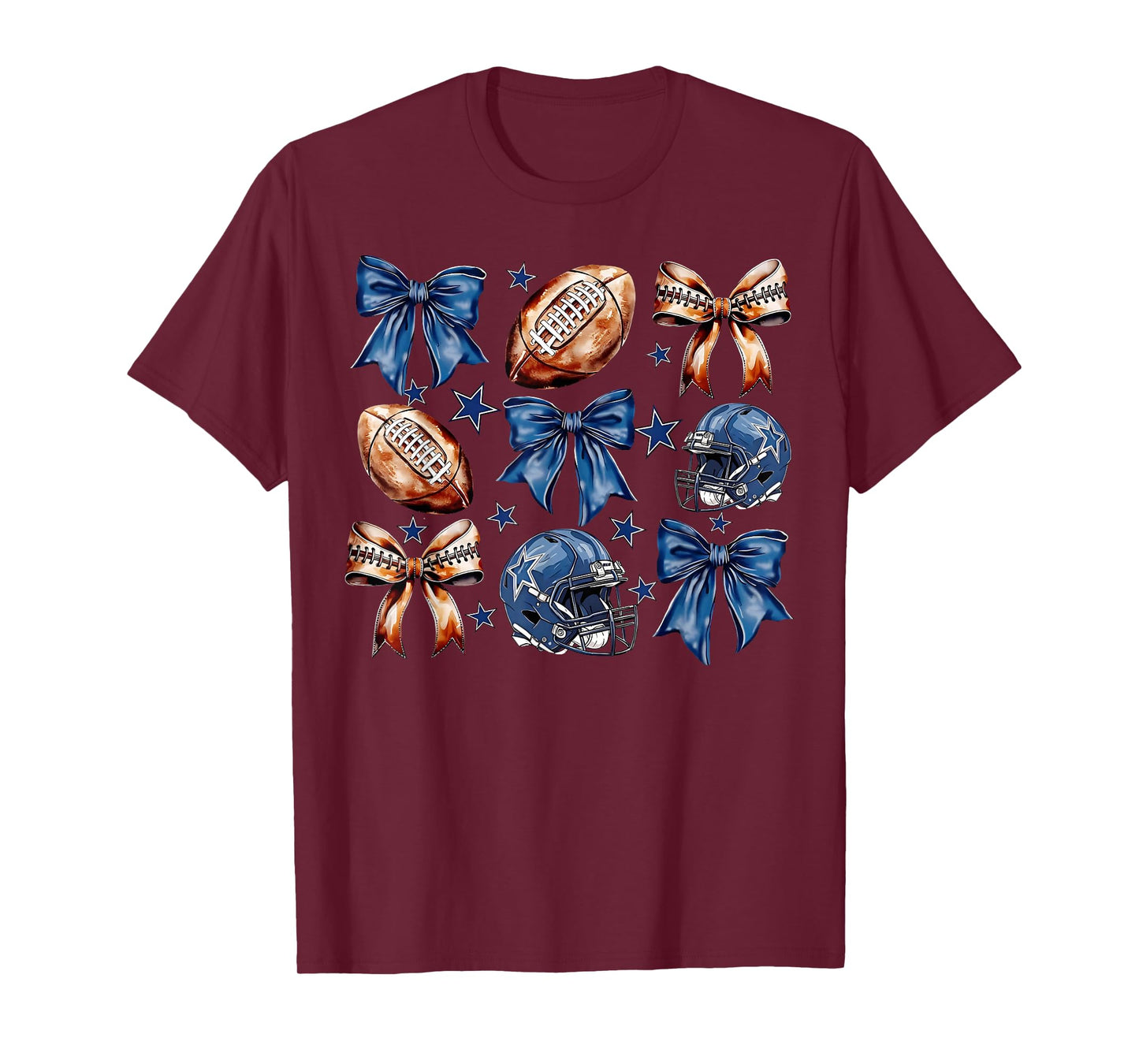 Coquette Bow Helmet American Football Game Day Thanksgiving T-Shirt