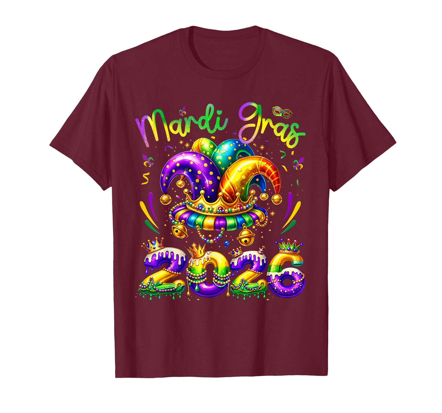 Mardi Gras 2026 Jester Outfit Men Women Kids Boys Girls T-Shirt