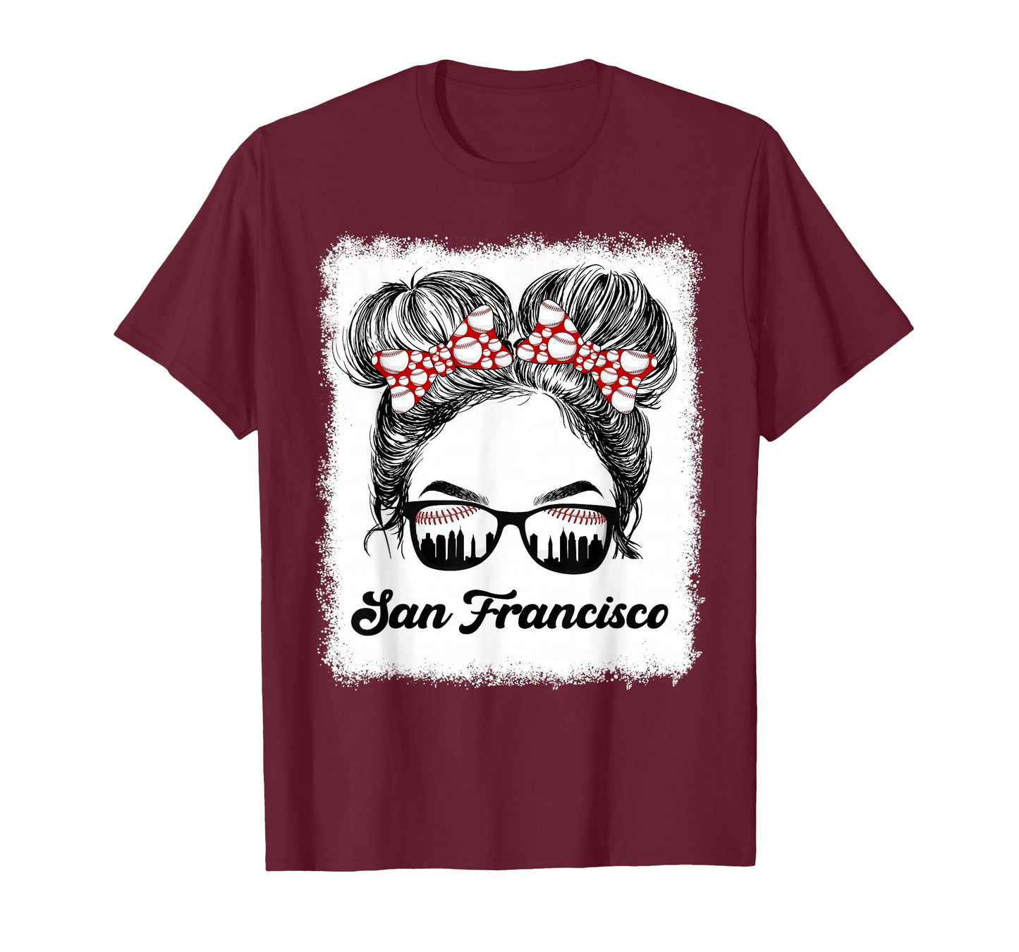 San Francisco Retro Baseball Messy Bun Girl Met At Game Day T-Shirt