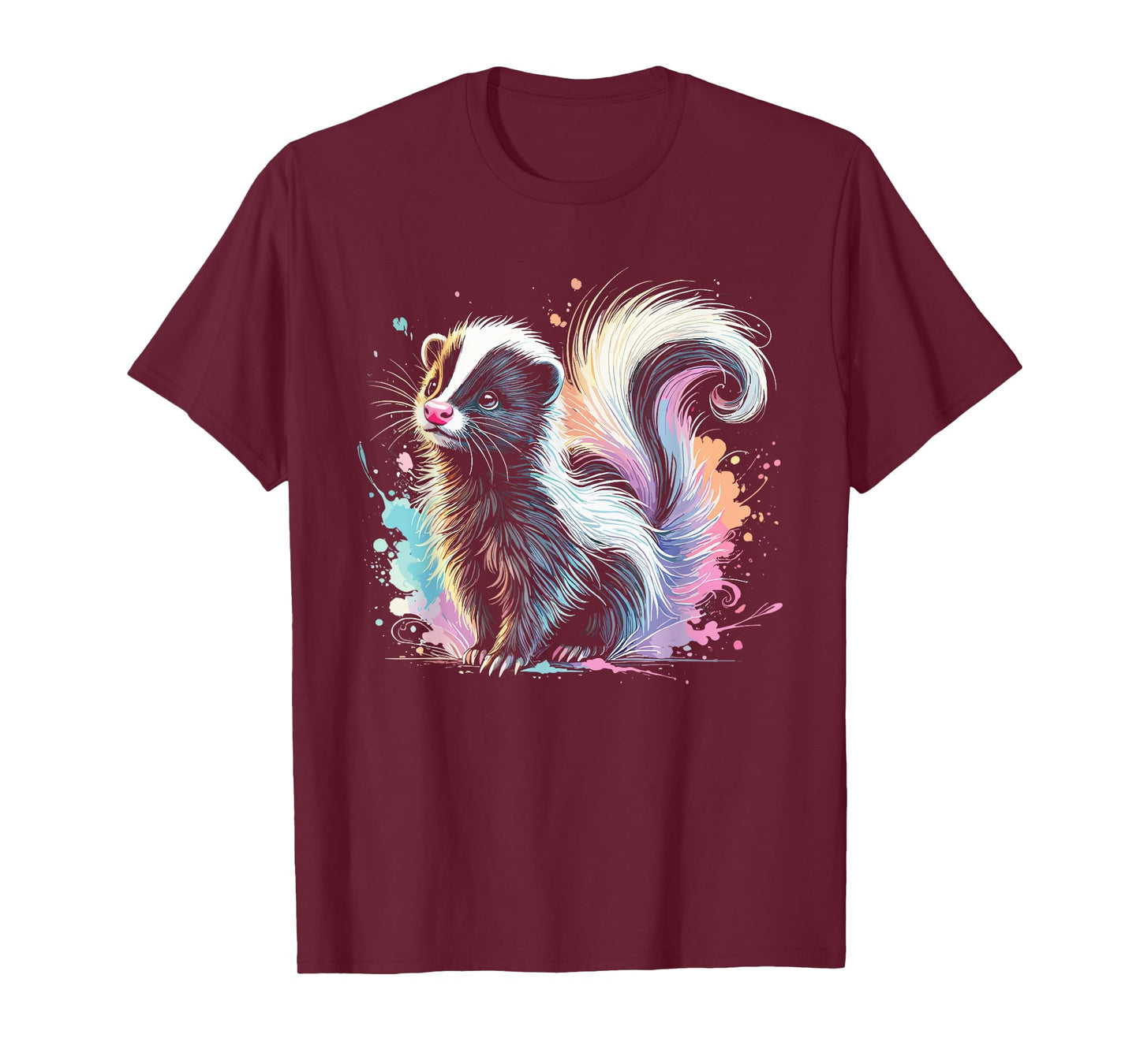 Skunk Artwork Animal Illustration Cute Colorful Skunk T-Shirt