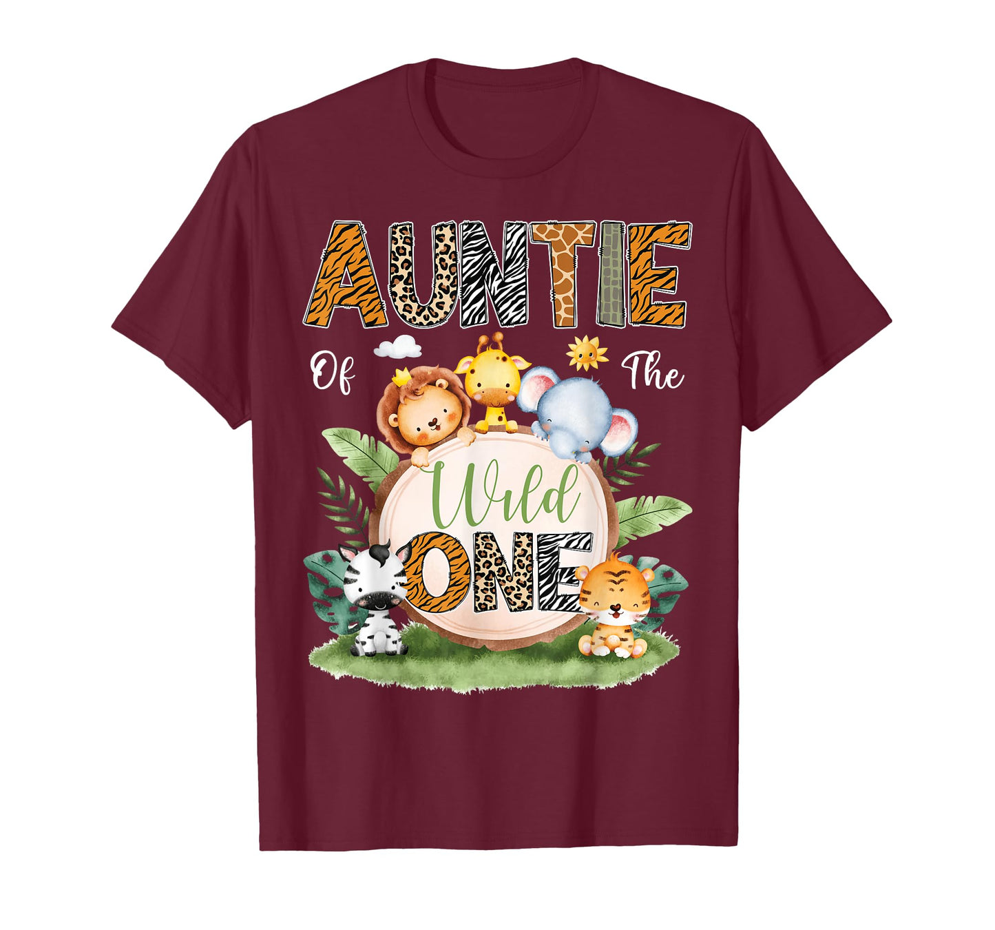 Auntie Of The Wild One 1St Birthday Kids Safari Jungle T-Shirt