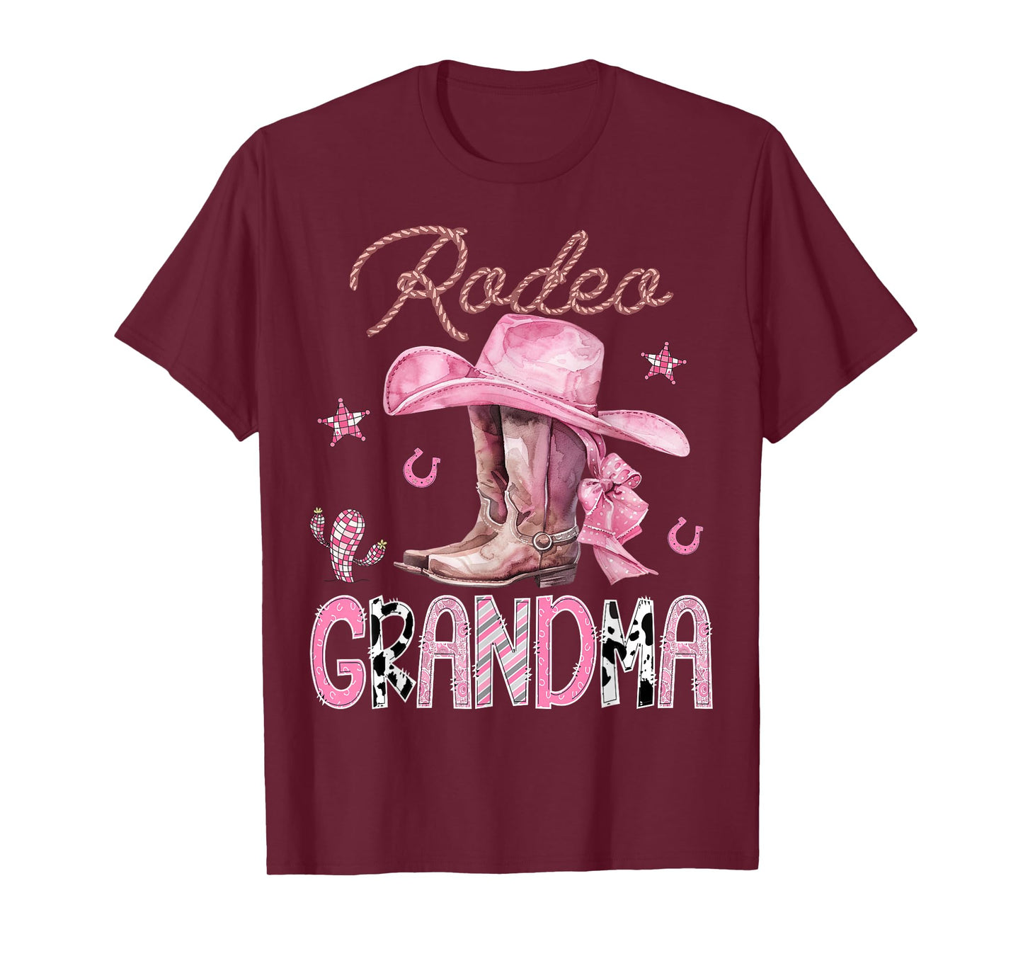 Rodeo Grandma Pink Boots Coquette CowGirl Birthday Party T-Shirt