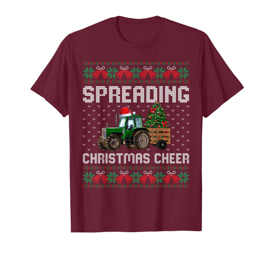 Spreading Christmas Cheer Farm Tractor Ugly Xmas Sweater T-Shirt