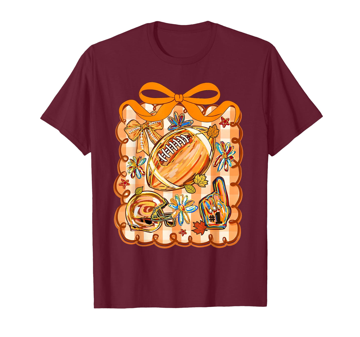 Coquette Bow American Football Game Day Thanksgiving Helmet T-Shirt