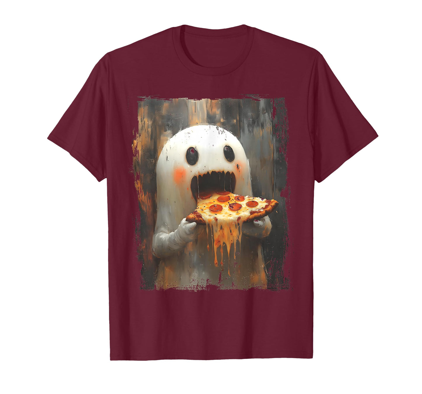 Cute Pizza Ghost Eating Pizza Funny Halloween Food Lovers T-Shirt