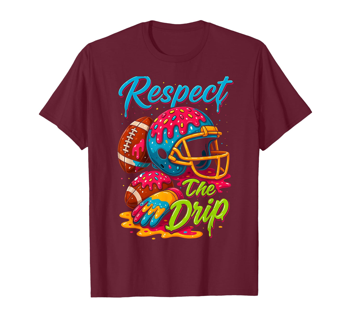 Football Drip Boys Football Ice Cream Sprinkle Respect Drip T-Shirt