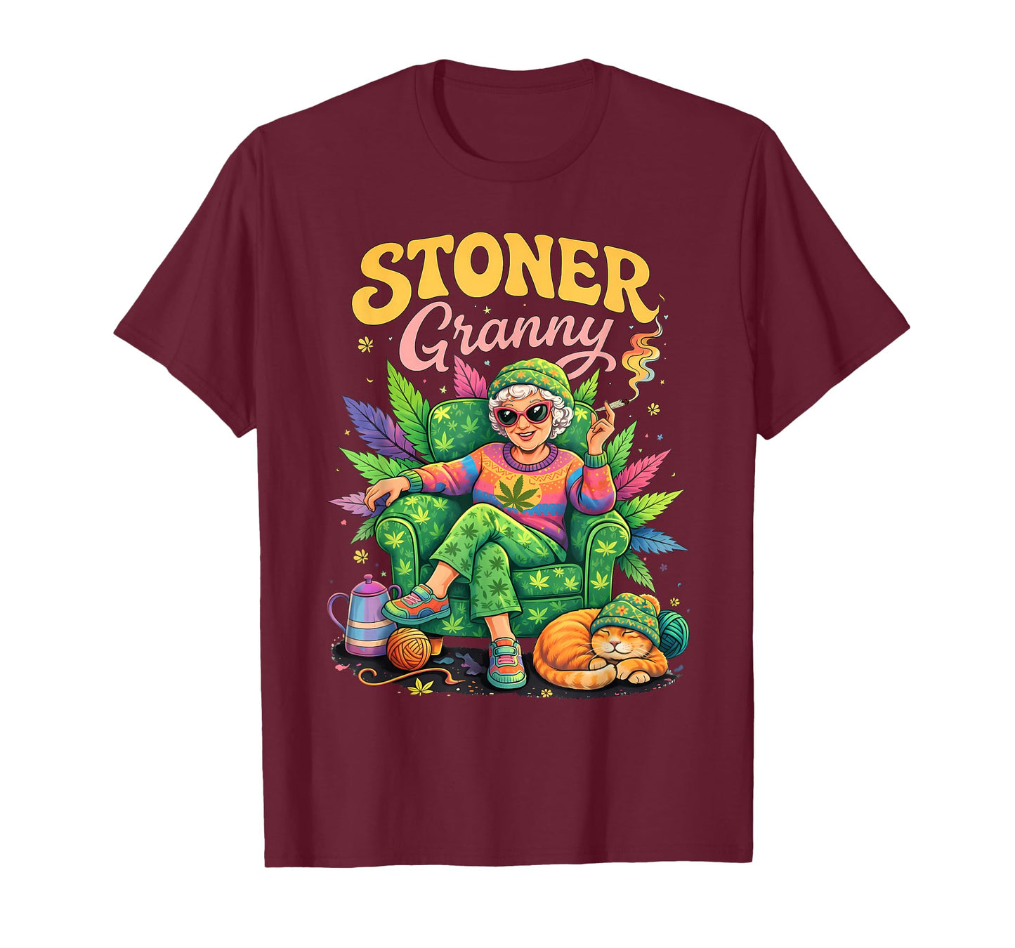 Cannabis Weed Smoking Grandma Marrijuna 420 Stoner Granny T-Shirt