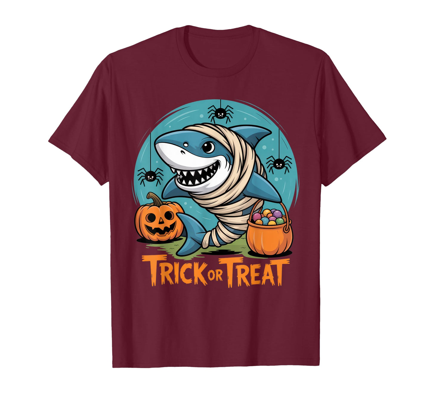 Trick or Treat Shark in Mummy Wrap Cute Halloween Look T-Shirt