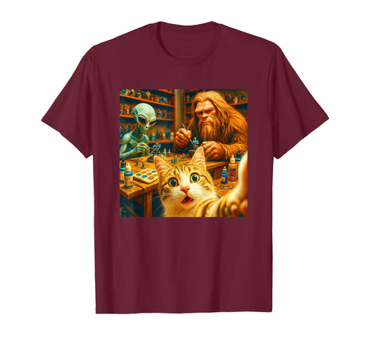 Miniature Painting Funny Cat Selfie Fantasy Creature Art T-Shirt