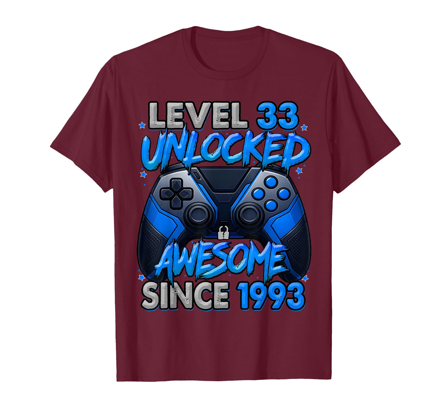 Level 33 Unlocked Awesome Since 1993 33rd Birthday Gaming T-Shirt