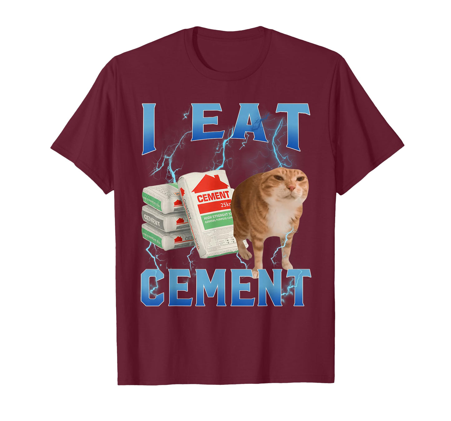 I Eat Cement Funny Cursed Cat Vintage 90s Ironic Cat Lover T-Shirt