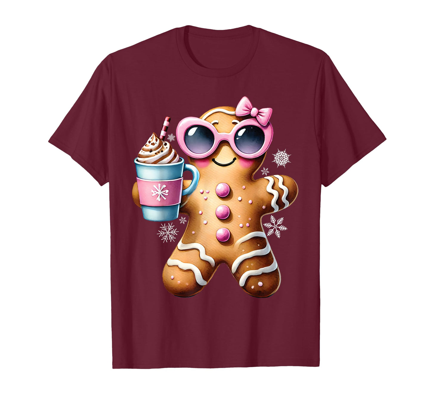 Gingerbread Drinking Hot Chocolate Bougie Women Christmas T-Shirt