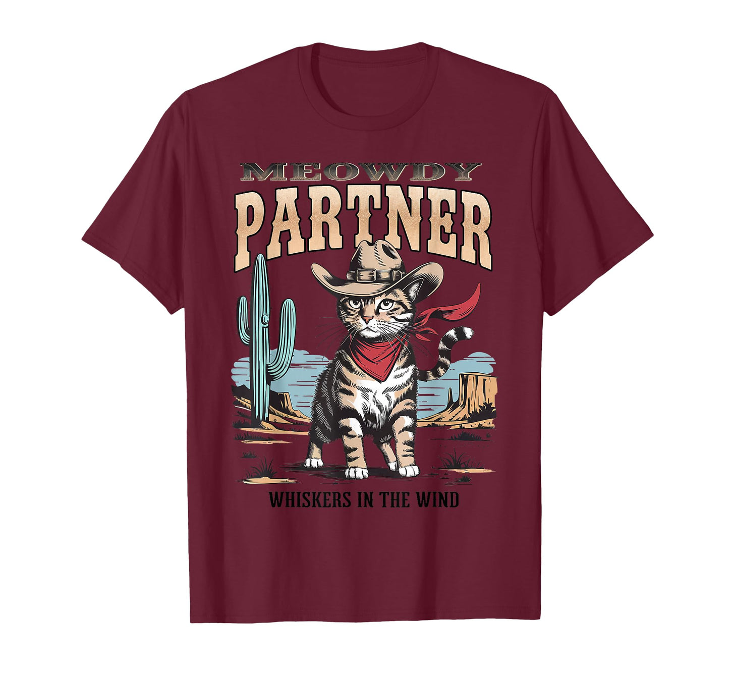 Vintage Cat Meowdy Partner Cowboy Gifts For Men Women Kid T-Shirt