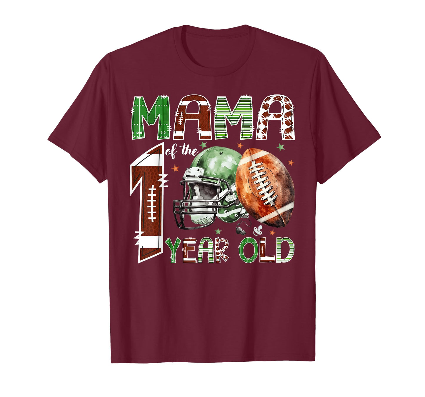 Mama of The 1 Year Old Football Lover 1st Birthday Boy T-Shirt