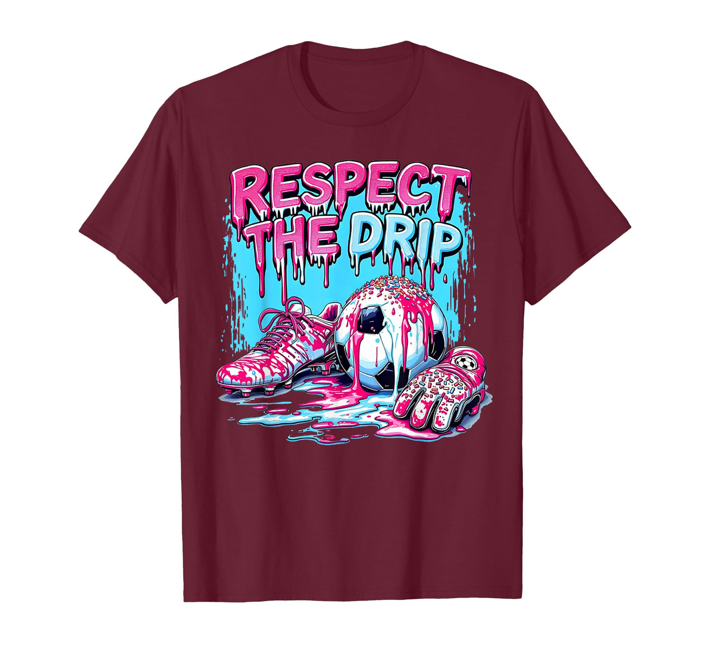 Soccer Ice Cream Sprinkles Theme Youth Respect The Drip Kids T-Shirt
