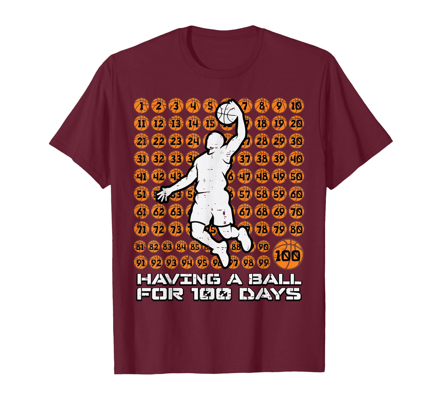 Having Ball 100 Days of School Basketball 100th Day Boy Kids T-Shirt