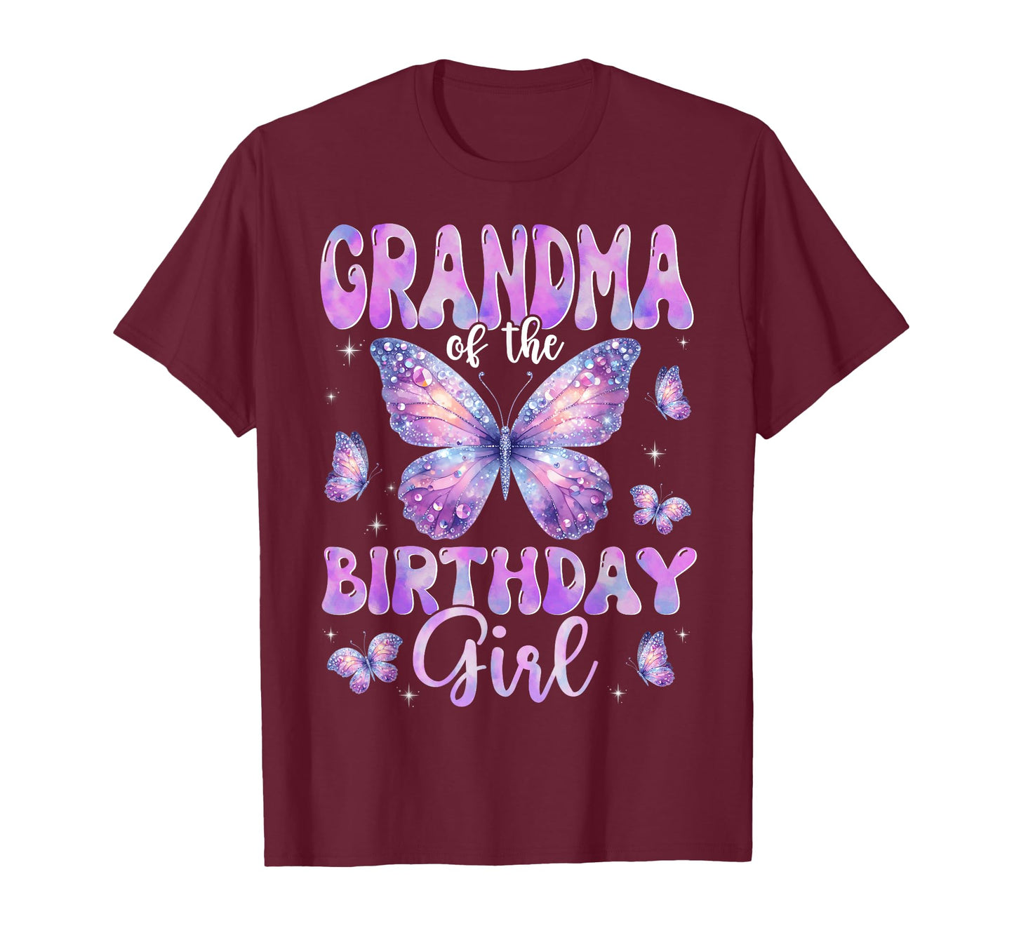 Grandma Of The Birthday Girl Butterfly Family Matching T-Shirt