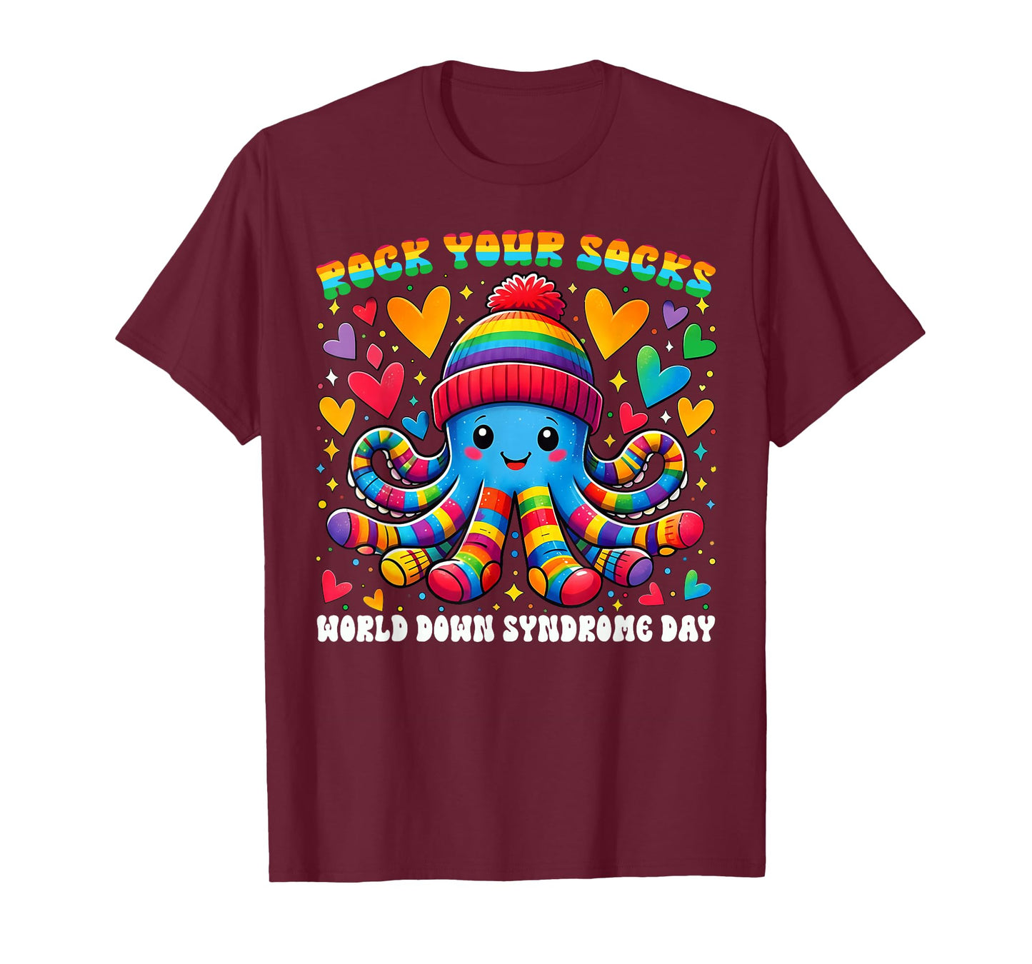 Rock Your Socks World Down Syndrome Day Rainbow Octopus T-Shirt