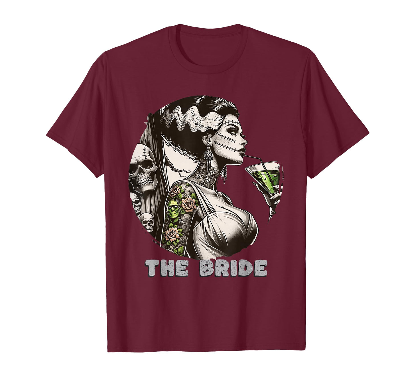 Funny The Bride The Monster Frankenstein Spooky Halloween T-Shirt