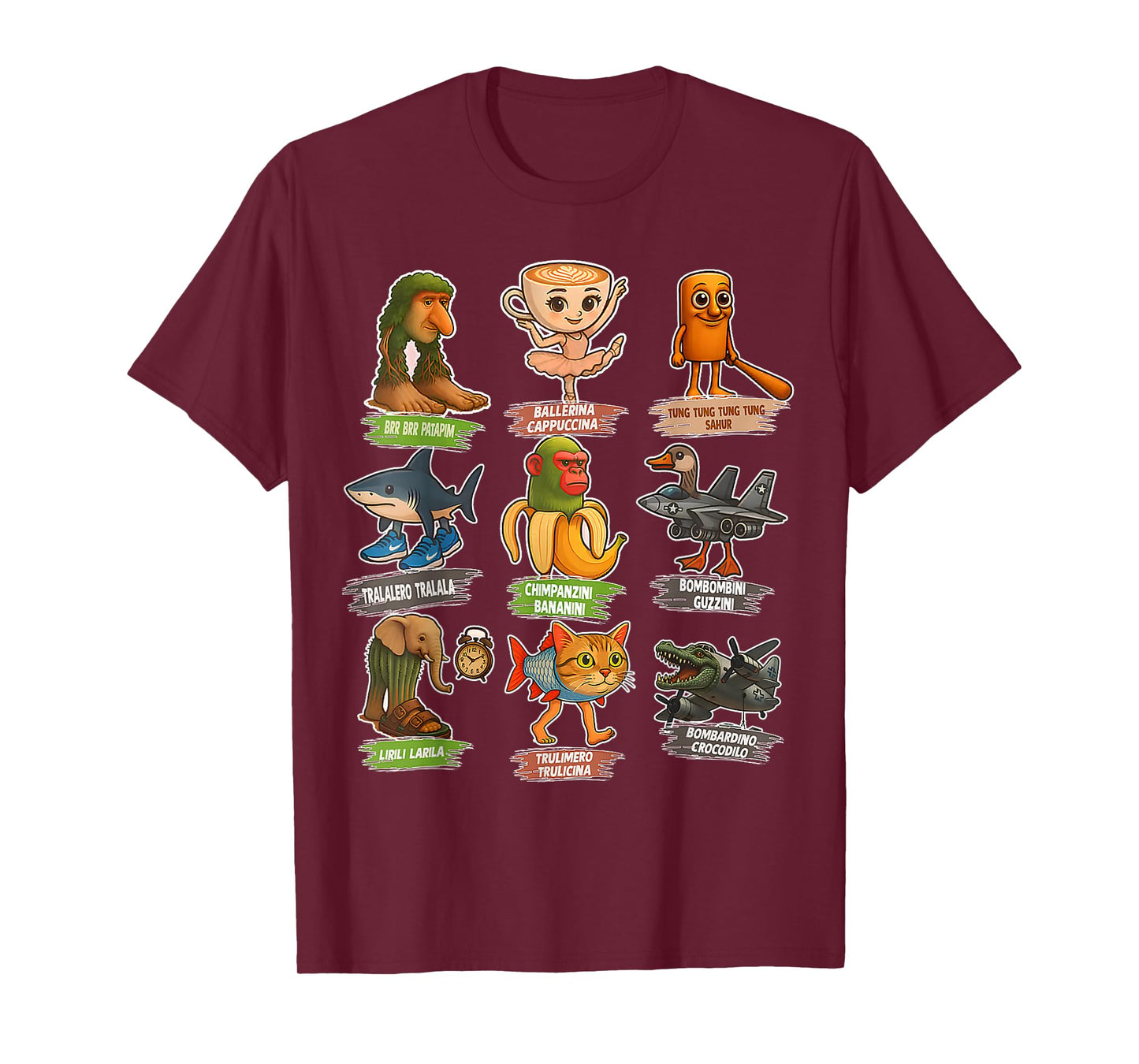 Retro Italian Brainrot Meme Funny All Brainrot Animals Humor T-Shirt