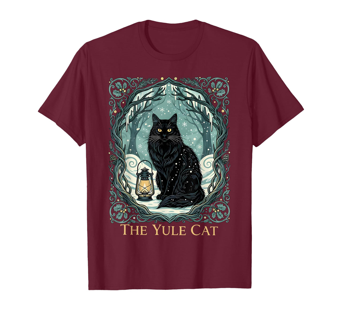 Creepmas Vintage The Yule Cat Tarot Card Dark Christmas T-Shirt