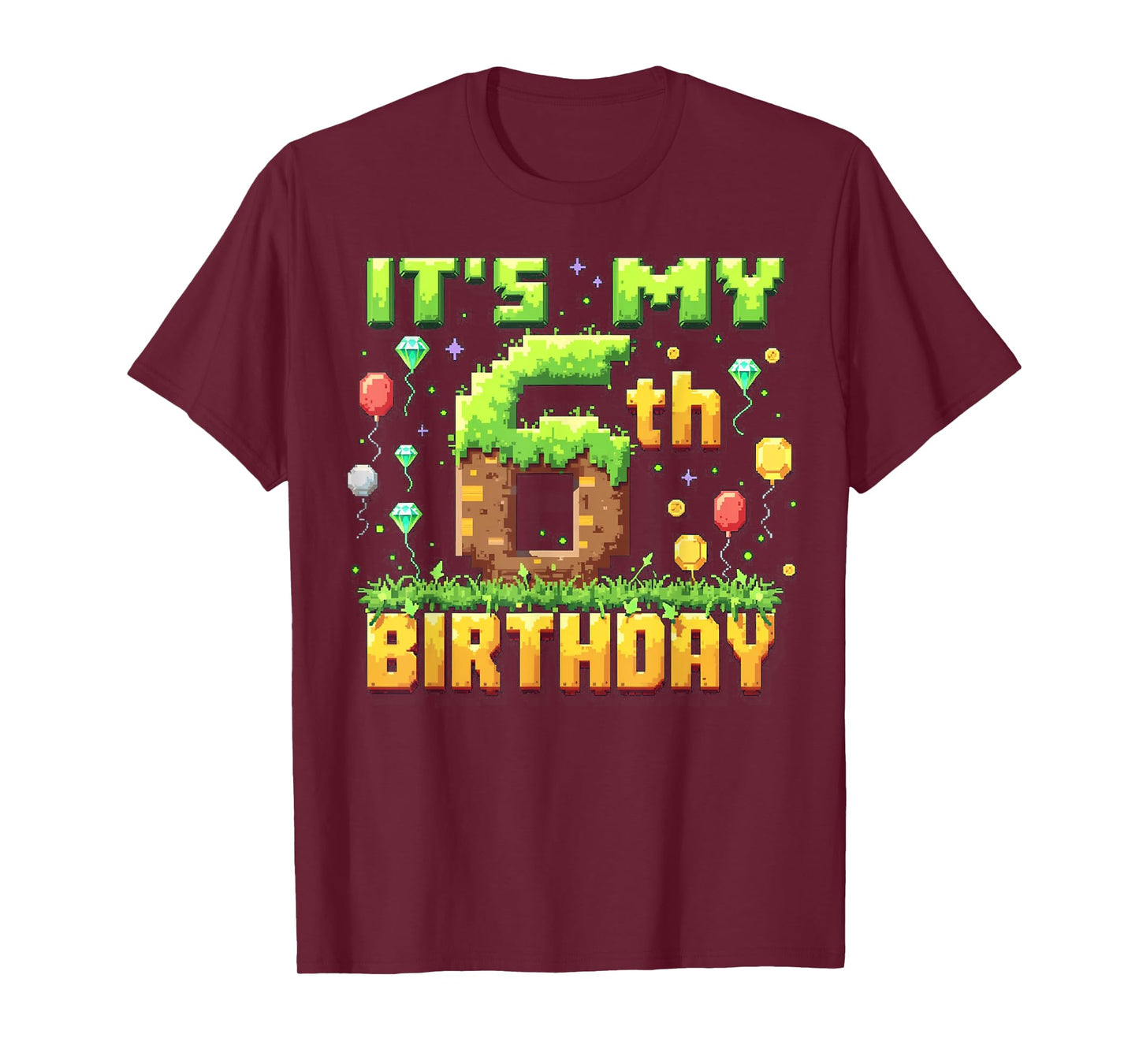Birthday Boy Shirt It's My 6th Birthday Video Game Pixel T-Shirt