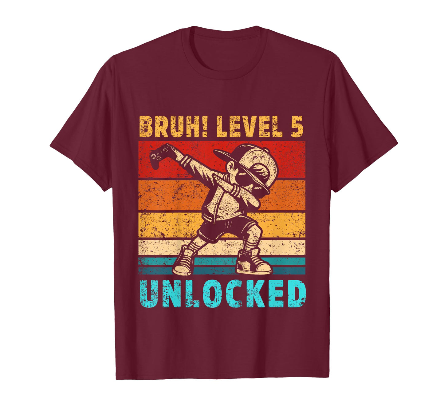 Kids 5 Year Old Birthday Dabbing Boy Bruh 5th level unlocked T-Shirt