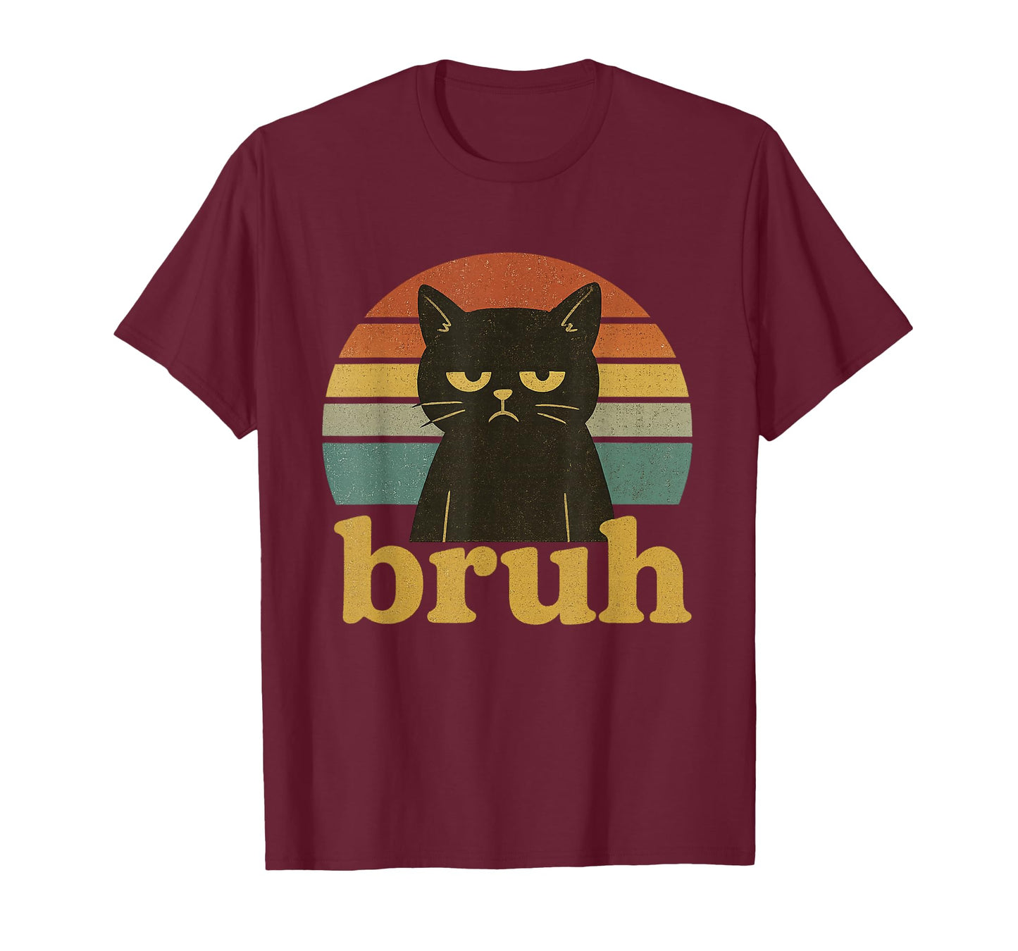 Funny Meme saying Bruh Retro Cat T-Shirt
